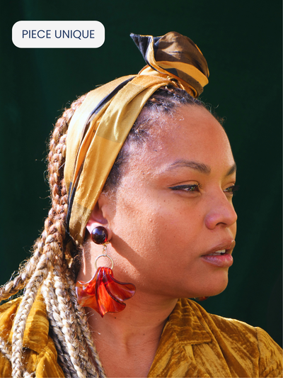 BANDEAU ELYA - TISSU TAFFETA CARREAUX JAUNE NOIR