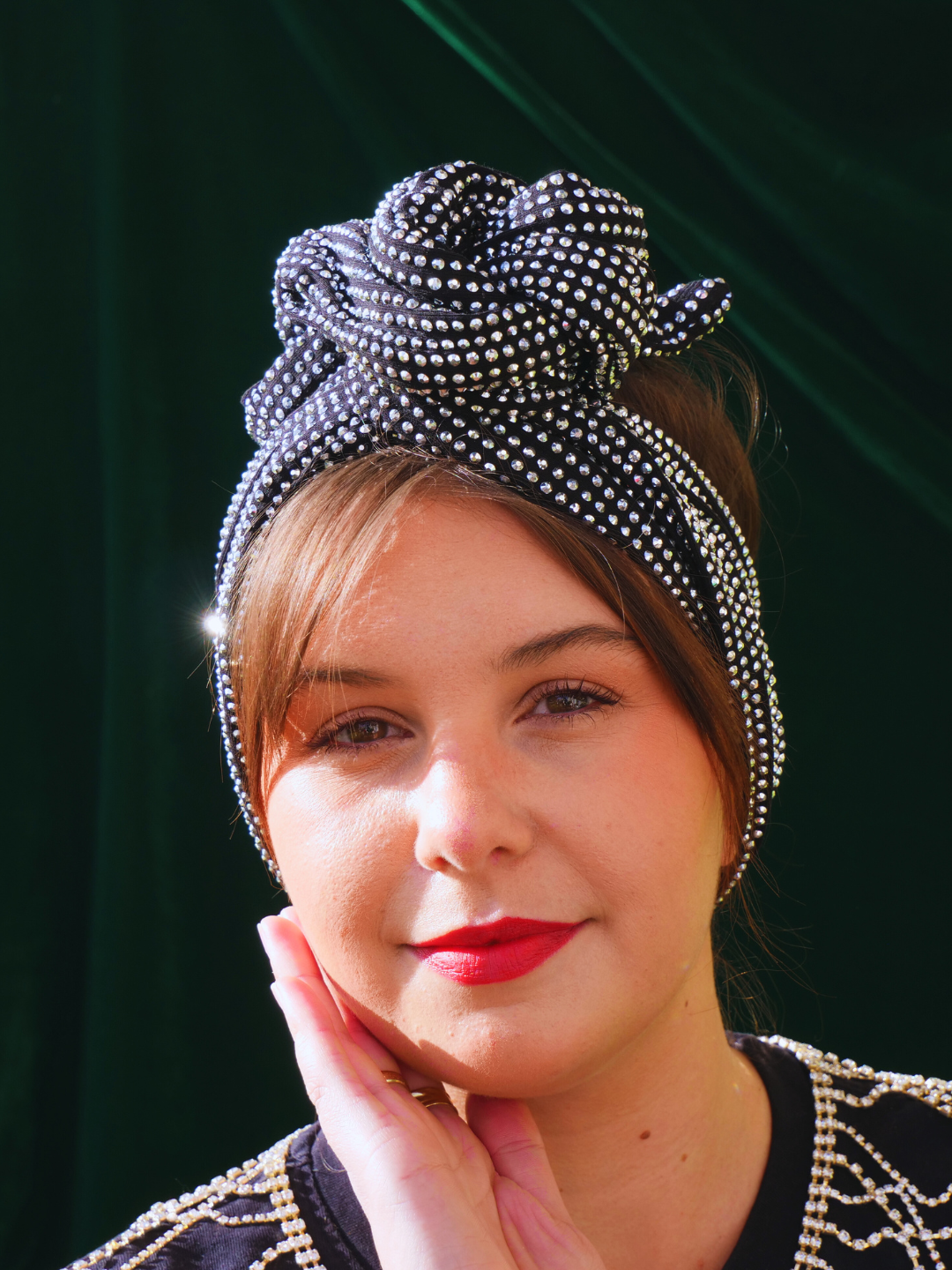 BANDEAU GLORIA NOIR A SEQUIN ARGENT GRAND FORMAT