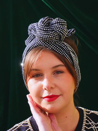 BANDEAU GLORIA NOIR A SEQUIN ARGENT GRAND FORMAT