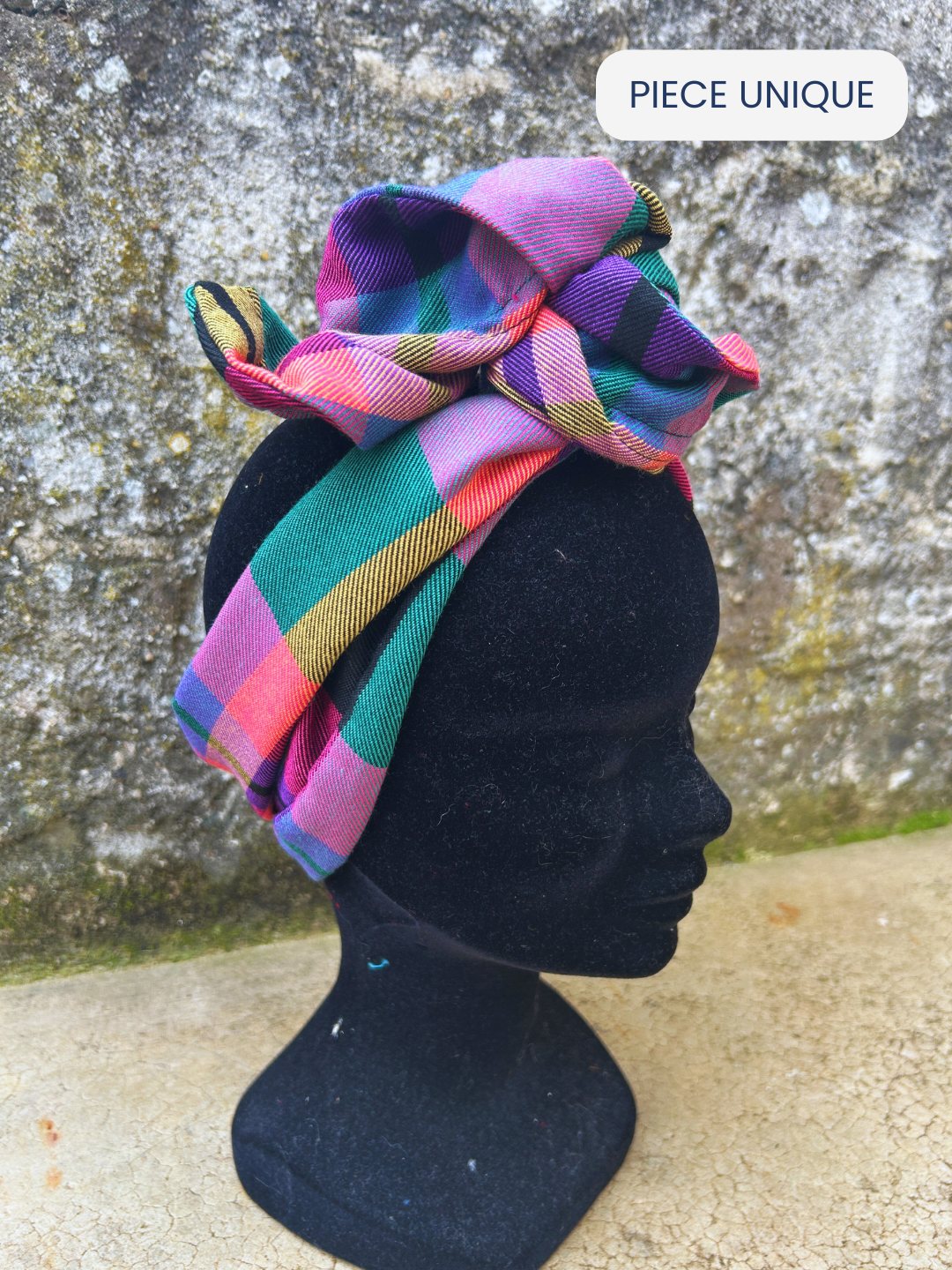 BANDEAU LOUNA - TISSU CARREAUX LAINAGE MULTICOLORE