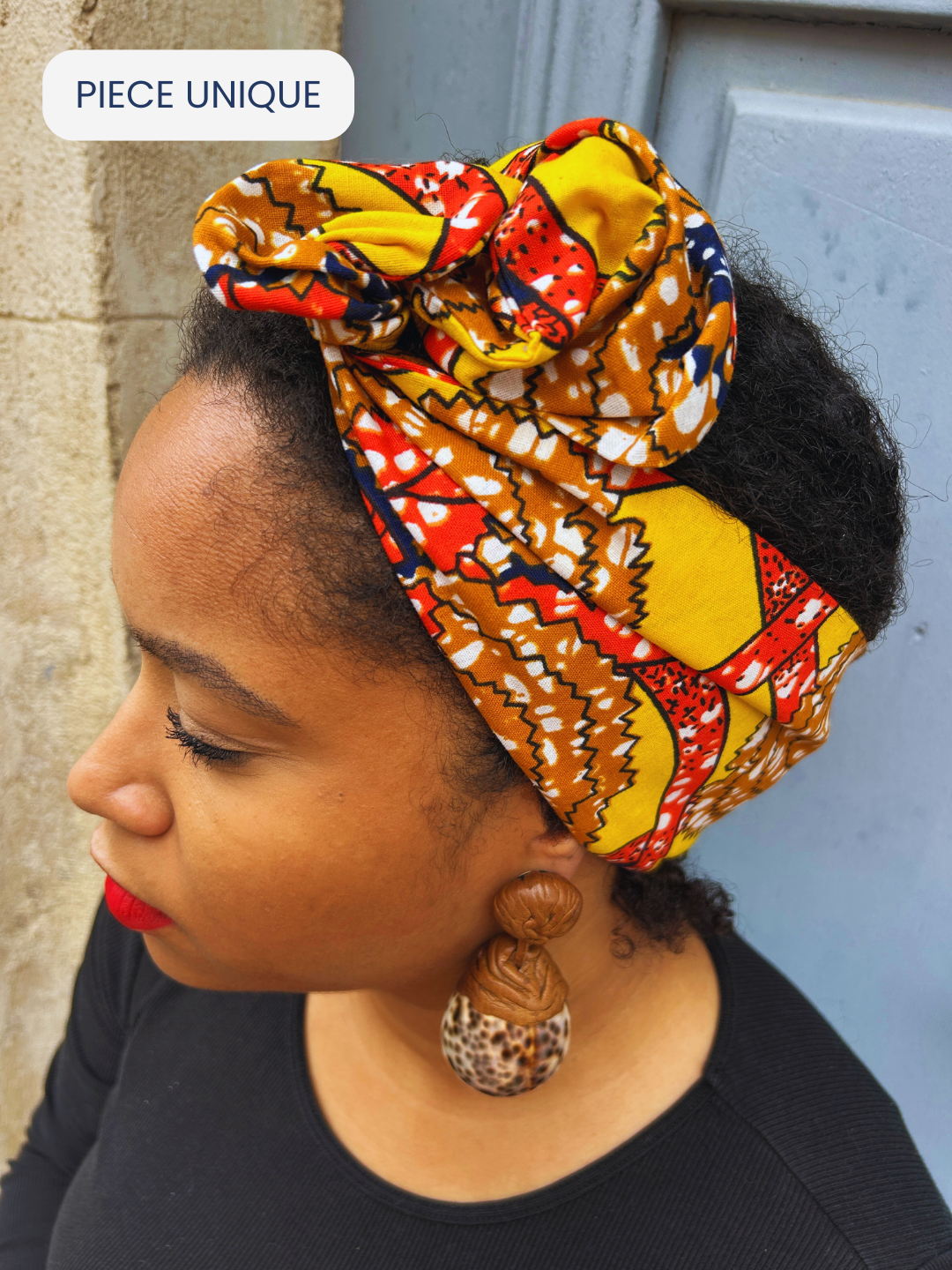 BANDEAU MYLA TISSU WAX JAUNE ET ROUGE