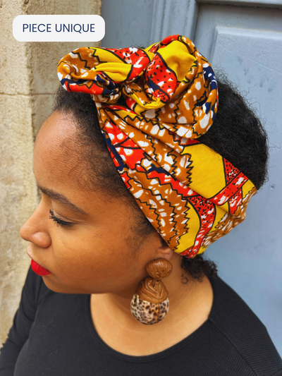 BANDEAU MYLA TISSU WAX JAUNE ET ROUGE