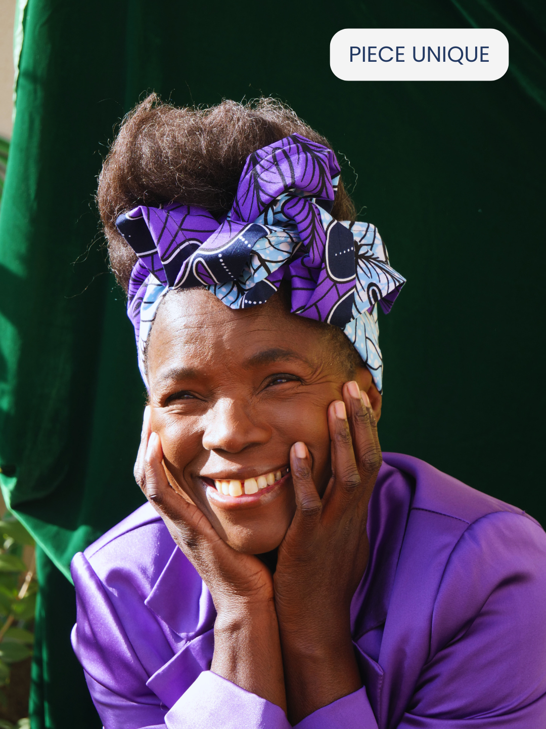 BANDEAU MYLA TISSU WAX VIOLET ET NOIR