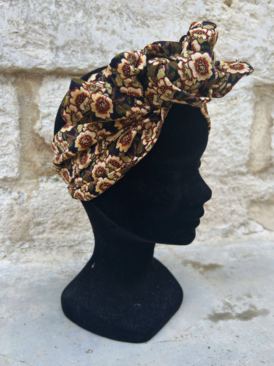 BANDEAU KENZA - TISSU FLEUR MARRON