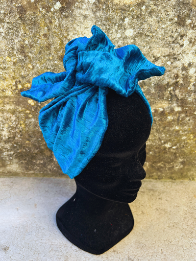 BANDEAU  FREDERICA - TISSU VELOURS BLEU CANARD