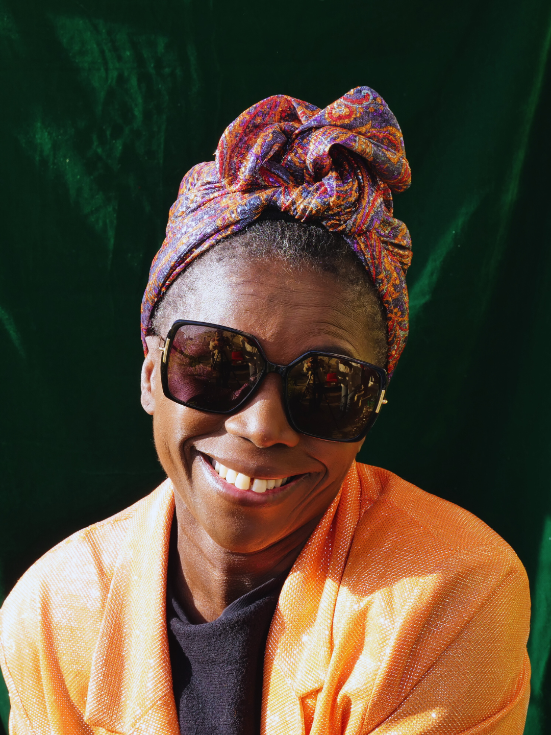 TURBAN  JANA - TISSU LUREX VERT ET ORANGE