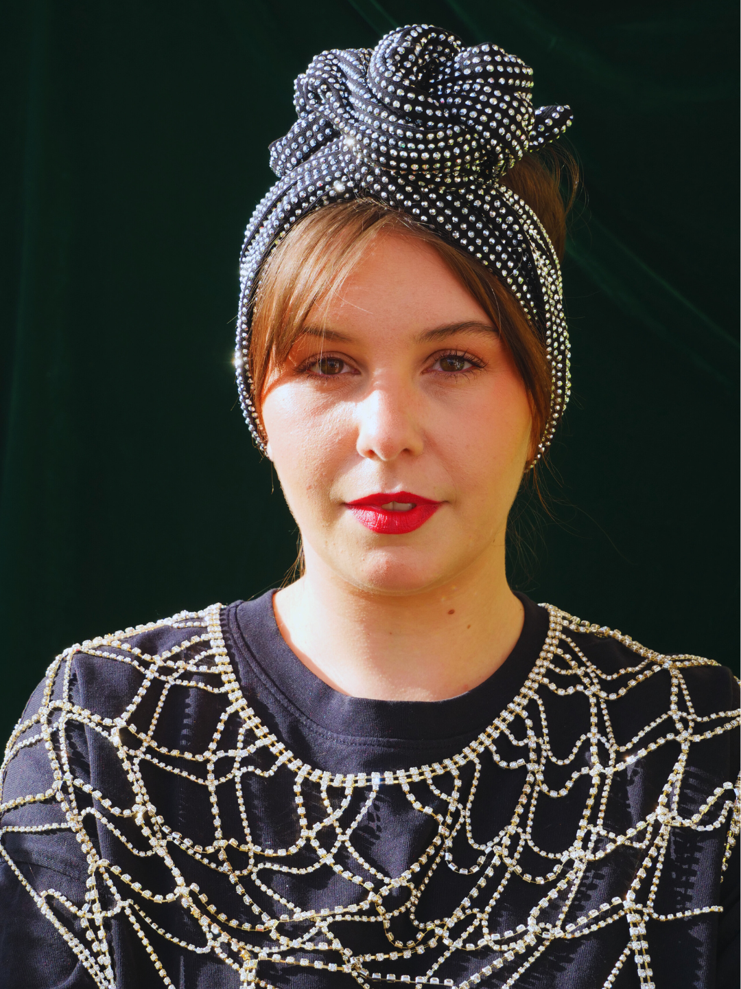 BANDEAU GLORIA NOIR A SEQUIN ARGENT GRAND FORMAT