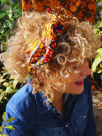 BANDEAU MYLA TISSU WAX JAUNE ET ROUGE