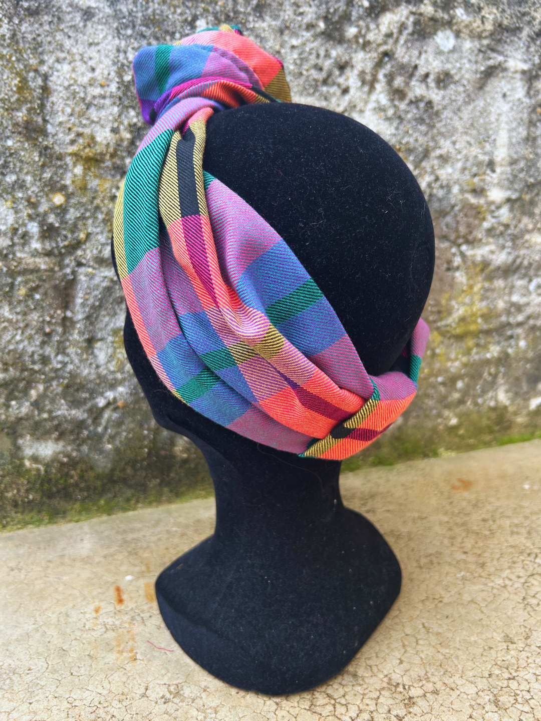 BANDEAU LOUNA - TISSU CARREAUX LAINAGE MULTICOLORE