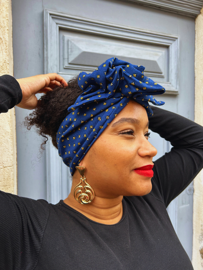 BANDEAU TESSA TISSU COTON BLEU ET JAUNE