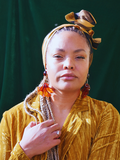 BANDEAU ELYA - TISSU TAFFETA CARREAUX JAUNE NOIR