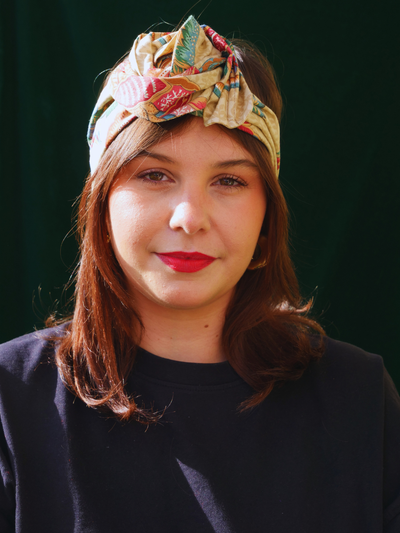 BANDEAU VIOLETTA - TISSU COTON VINTAGE MARRON FLEUR