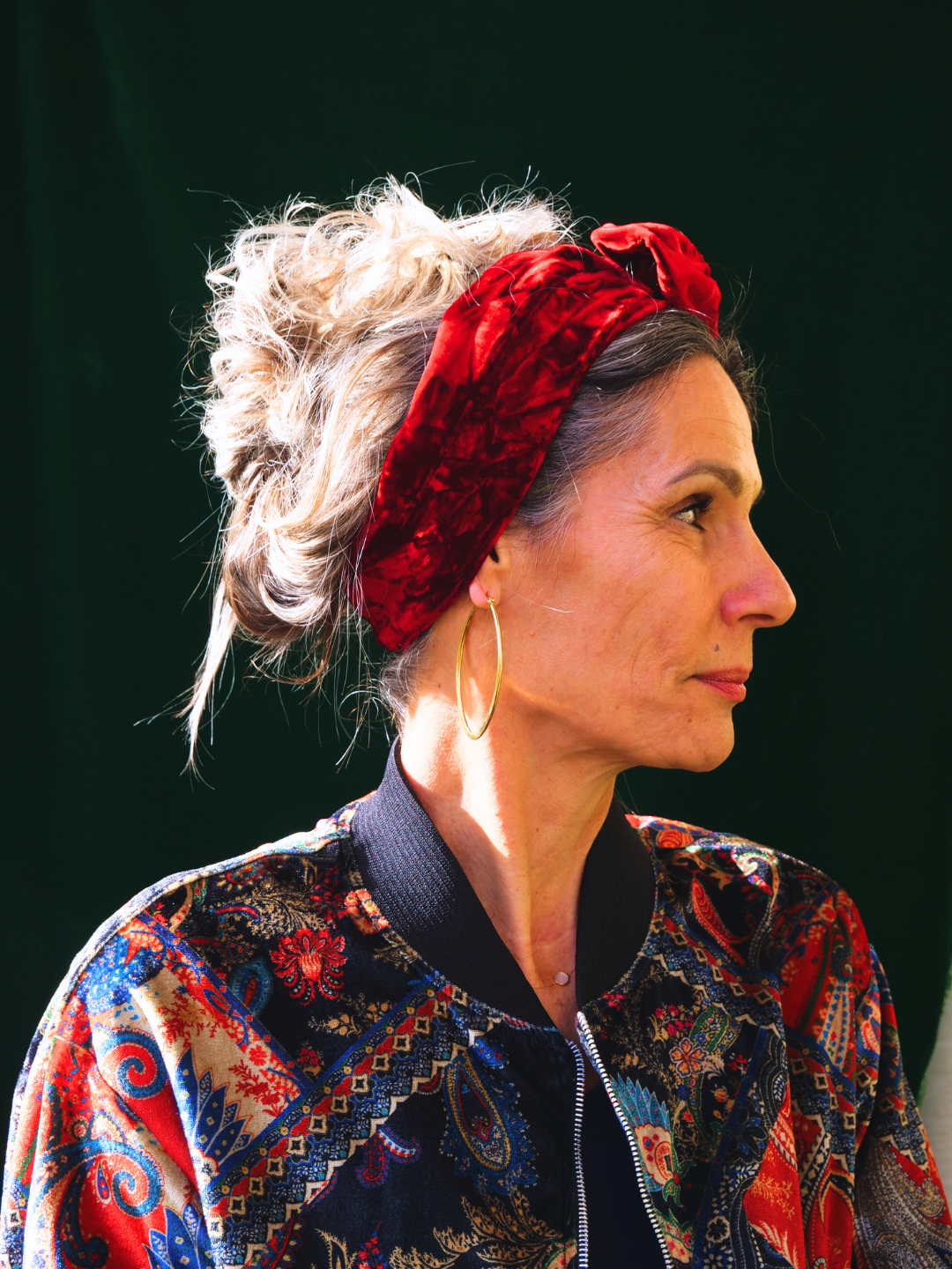 BANDEAU FREDERICA TISSU VELOURS ROUGE RECYCLE