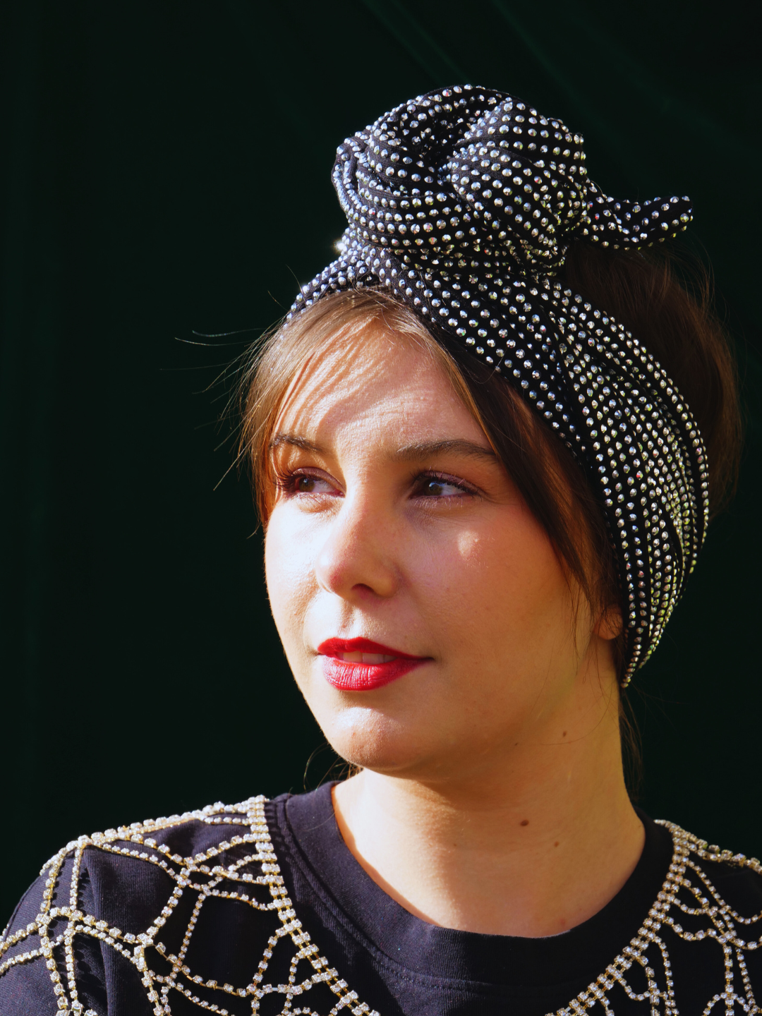 BANDEAU GLORIA NOIR A SEQUIN ARGENT GRAND FORMAT