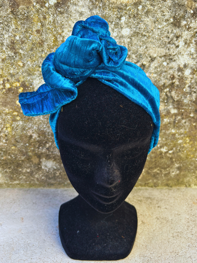 BANDEAU  FREDERICA - TISSU VELOURS BLEU CANARD