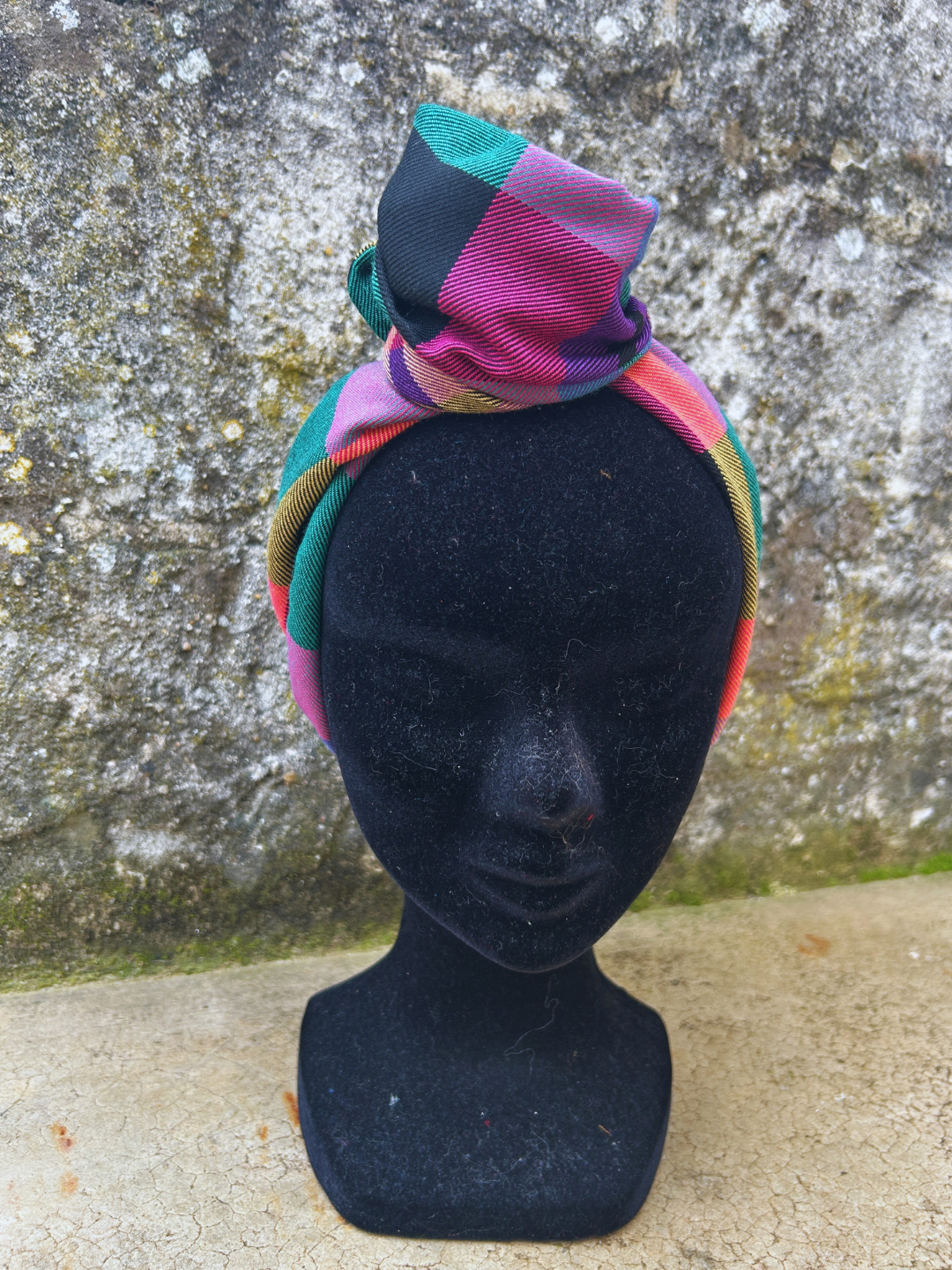 BANDEAU LOUNA - TISSU CARREAUX LAINAGE MULTICOLORE