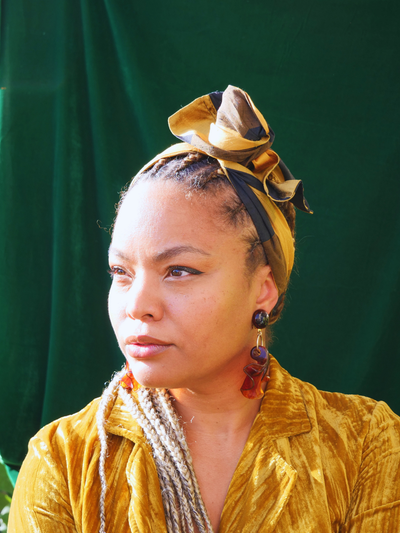 BANDEAU ELYA - TISSU TAFFETA CARREAUX JAUNE NOIR