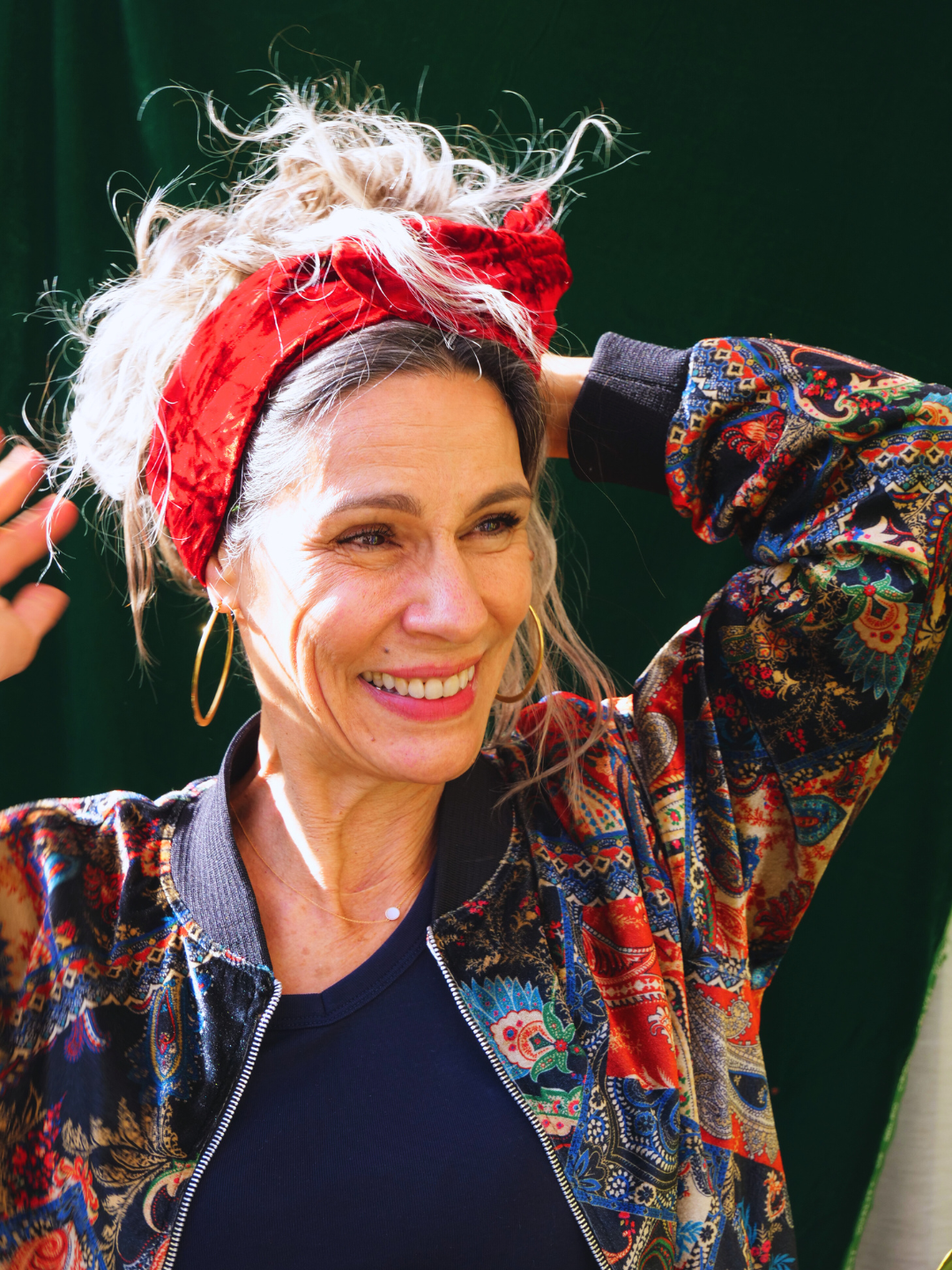 BANDEAU FREDERICA TISSU VELOURS ROUGE RECYCLE