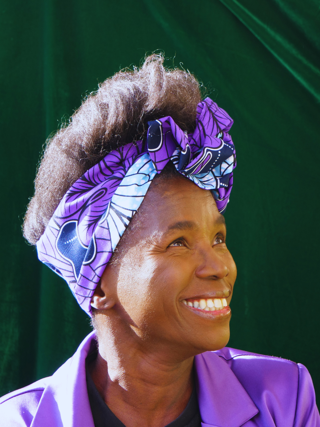 BANDEAU MYLA TISSU WAX VIOLET ET NOIR