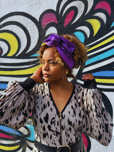 BANDEAU LOUISA - TISSU LUREX VIOLET BRILLANT