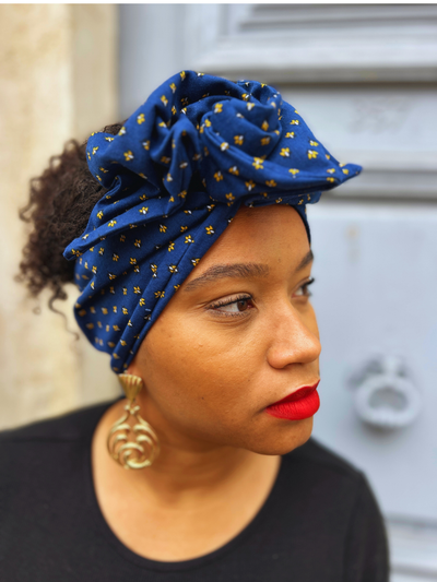 BANDEAU TESSA TISSU COTON BLEU ET JAUNE