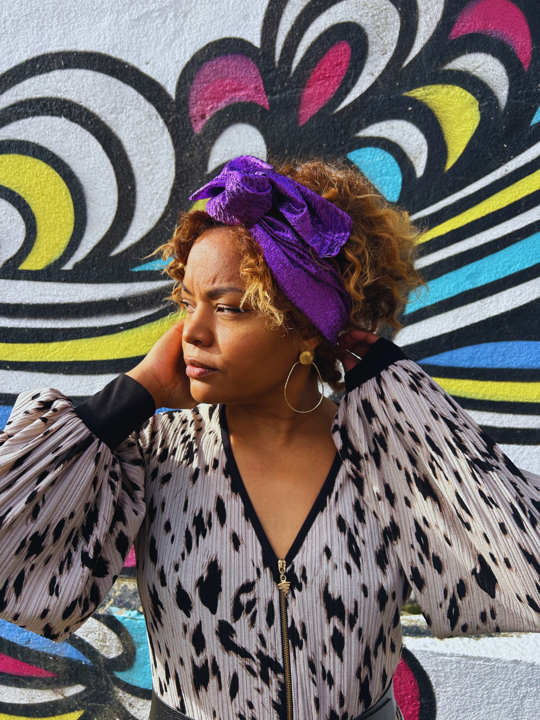 BANDEAU LOUISA - TISSU LUREX VIOLET BRILLANT