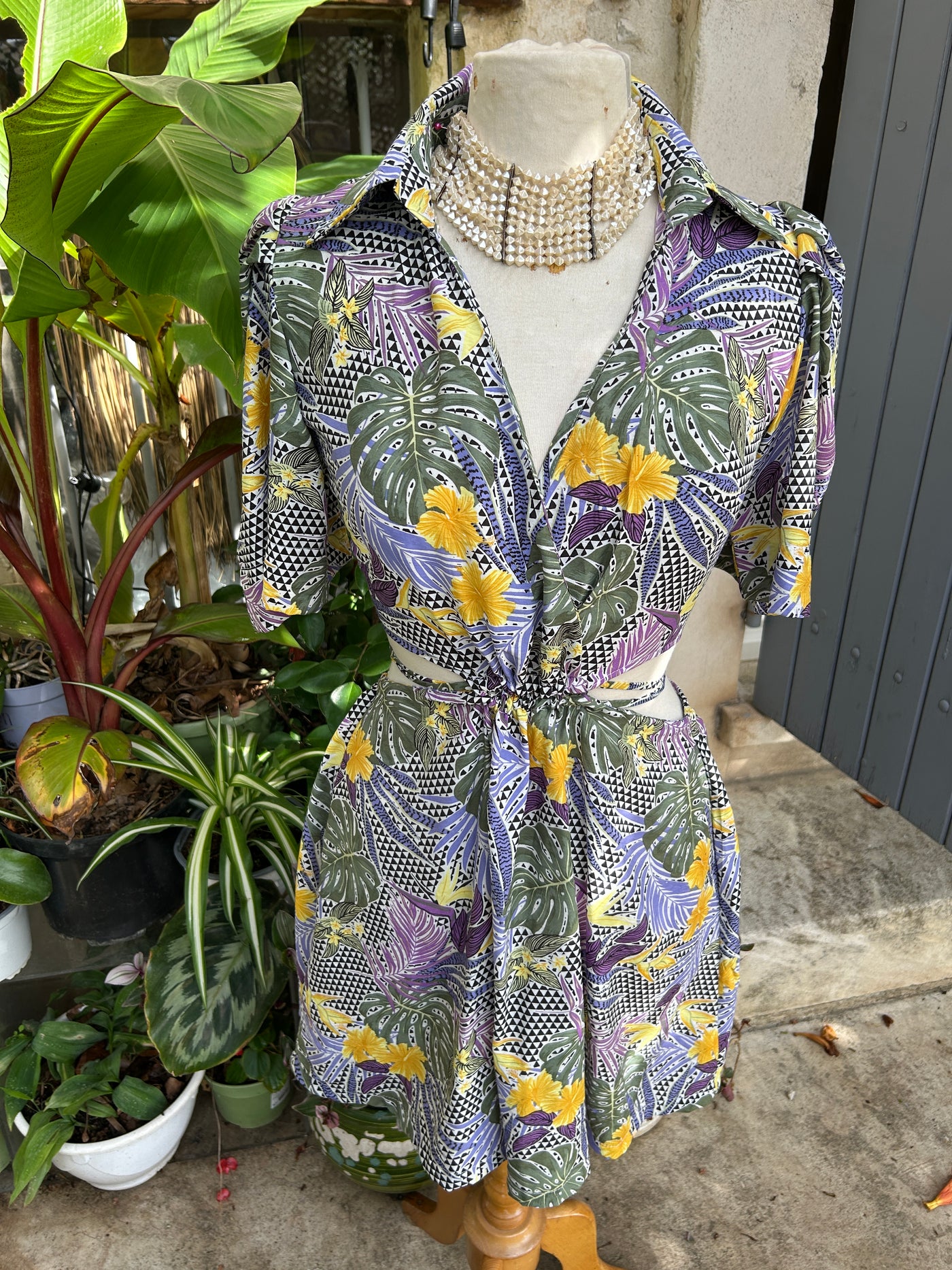 OLIVIA - ROBE SET TOP ET JUPE IMPRIME TROPICAL