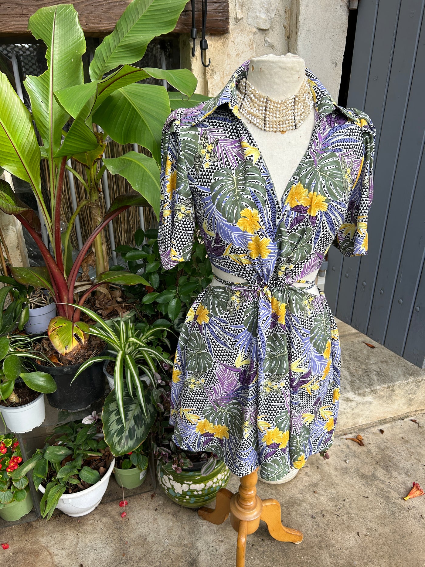 OLIVIA - ROBE SET TOP ET JUPE IMPRIME TROPICAL