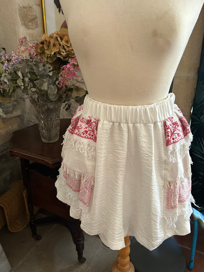 ANGELE THREE - SHORT CULOTTTE VOLANT LINGE DE MAISON