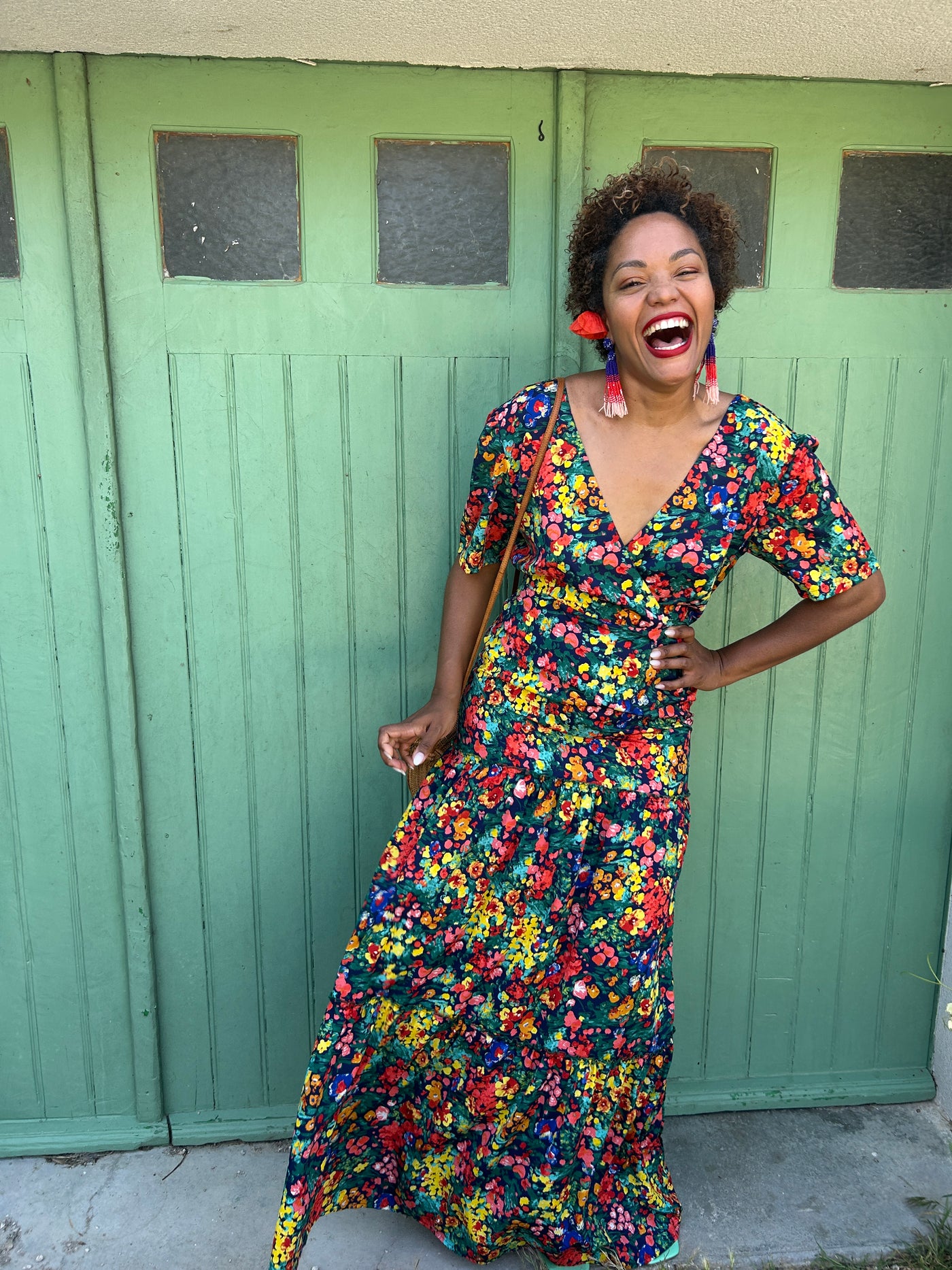 ISADORA - ROBE LONGUE FLEURIE DOS NU TOP CACHE ♡ ET JUPE VOLANT BAS ( base foncé )