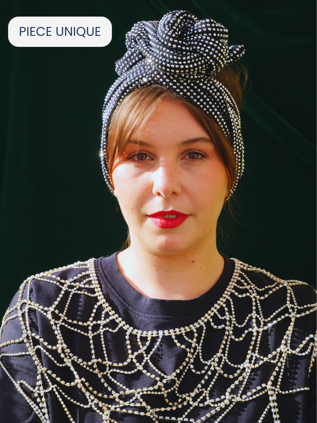 BANDEAU GLORIA NOIR A SEQUIN ARGENT GRAND FORMAT