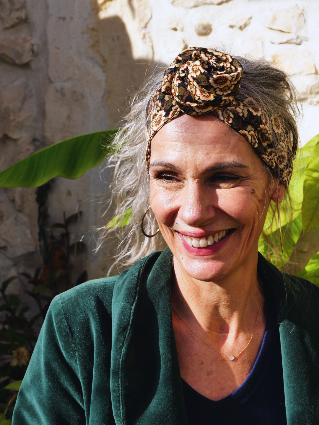 BANDEAU KENZA - TISSU FLEUR MARRON