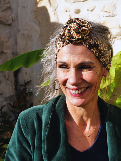 BANDEAU KENZA - TISSU FLEUR MARRON