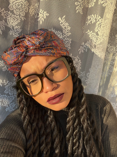 TURBAN  JANA - TISSU LUREX VERT ET ORANGE